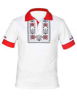 Поло с вышивкой Украина бело-красная Слава Нации