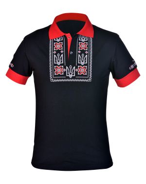 Поло з вишивкою Україна чорно-червона Героям Слава